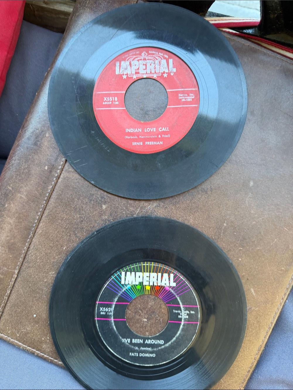 Imperial 45 RPM Vinyl Records - Black with Red and Multicolor Labels
